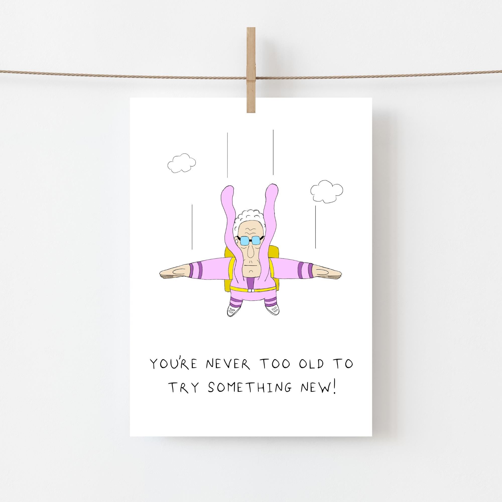 Skydiving Granny Birthday Card