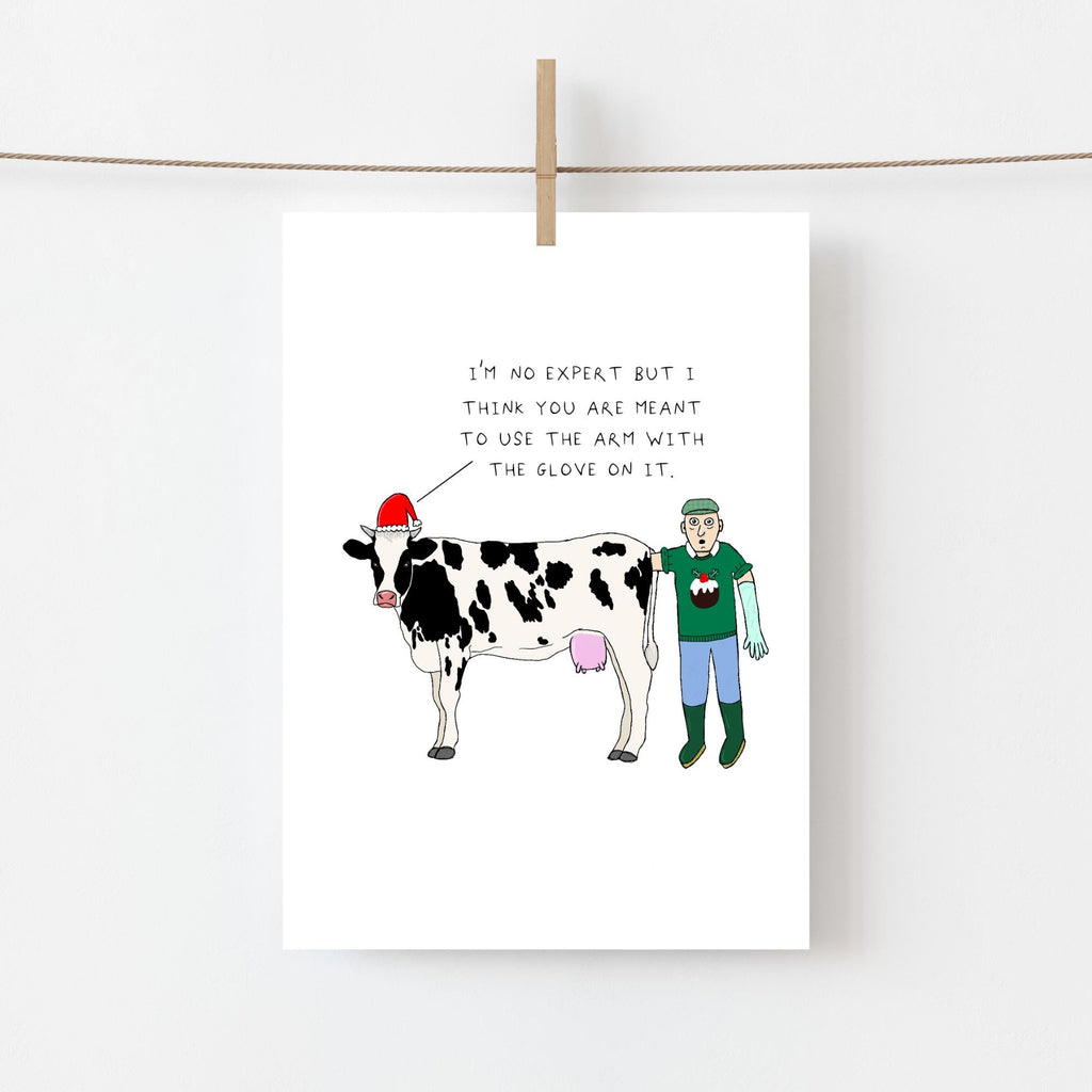 Funny Cow & Farmer Greeting Card