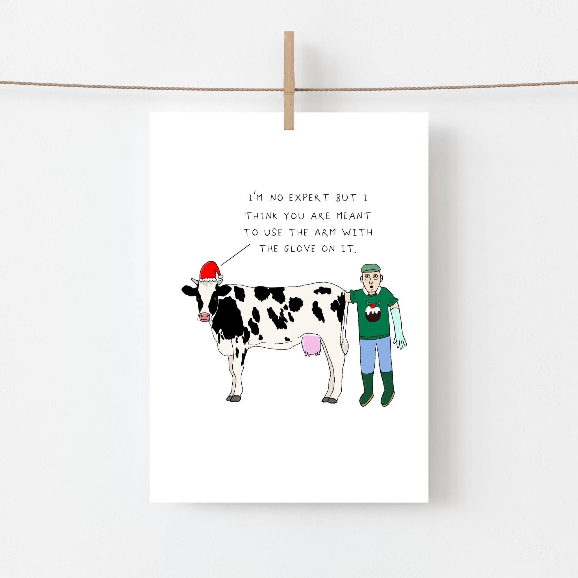 Funny Cow & Farmer Greeting Card