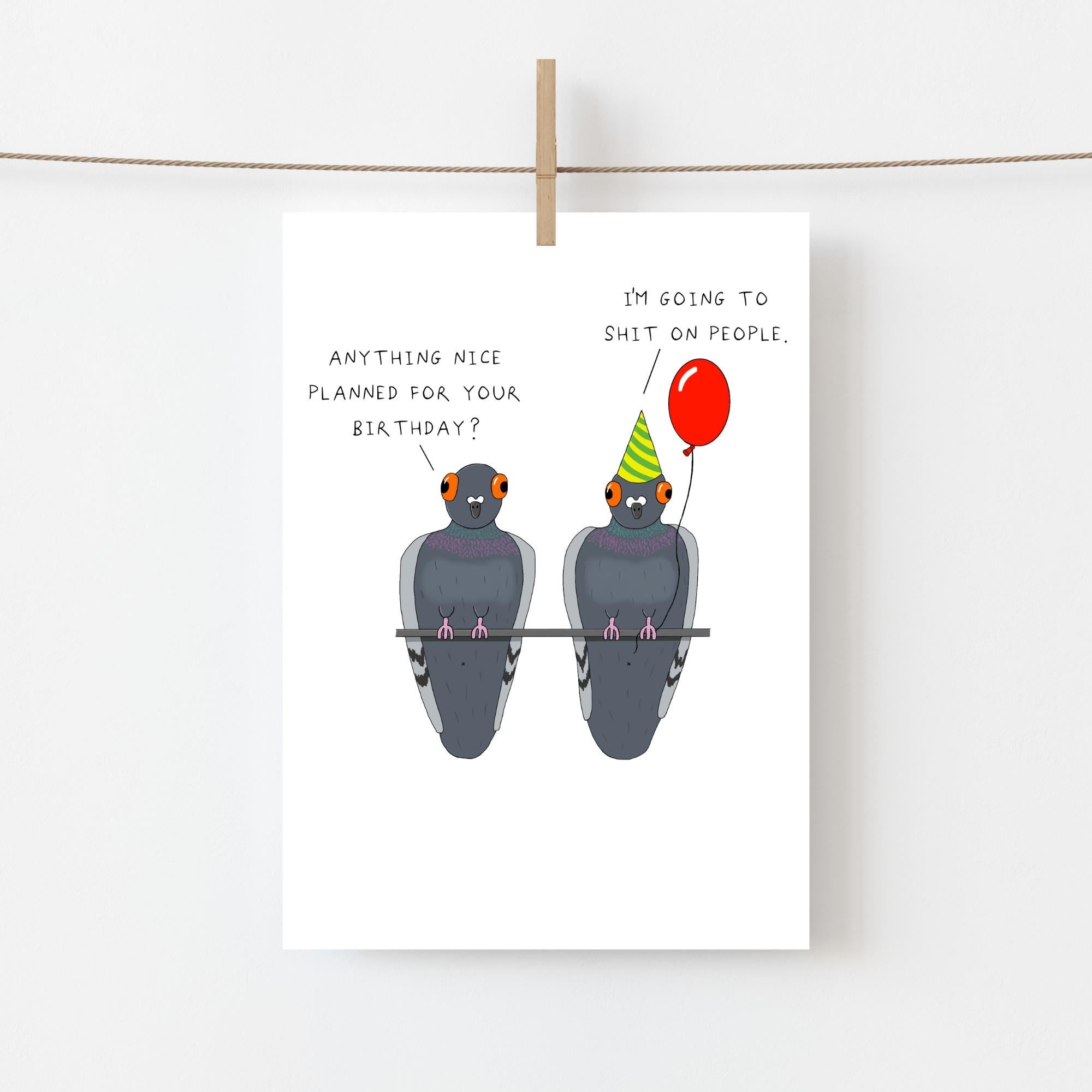 Rude Pigeons Birthday Card